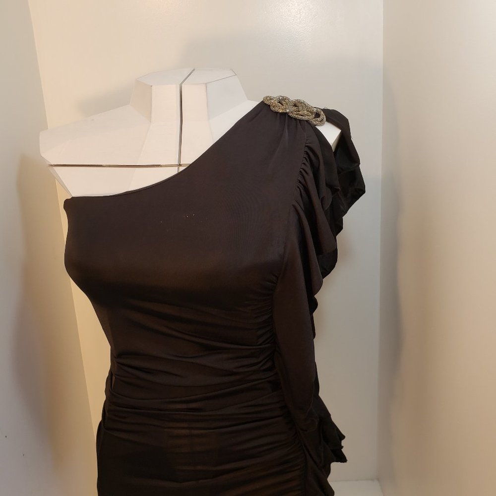 Black Mini Dress Sparkle 90s off the shoulder metallic